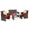 Best Choice Products 4-Piece Outdoor Wicker Patio Conversation Furniture Set w/ Table, Cushions